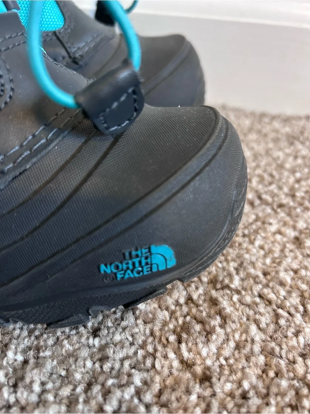 The North Face Kids Teal and Gray Snow Boots with Quick-Pull Laces